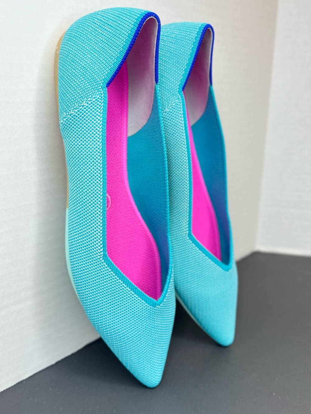 Rothy's “The Point” Retired Island Blue Pointed-Toe  Ballet Flats Womens Sz 9.5 - Picture 9 of 13